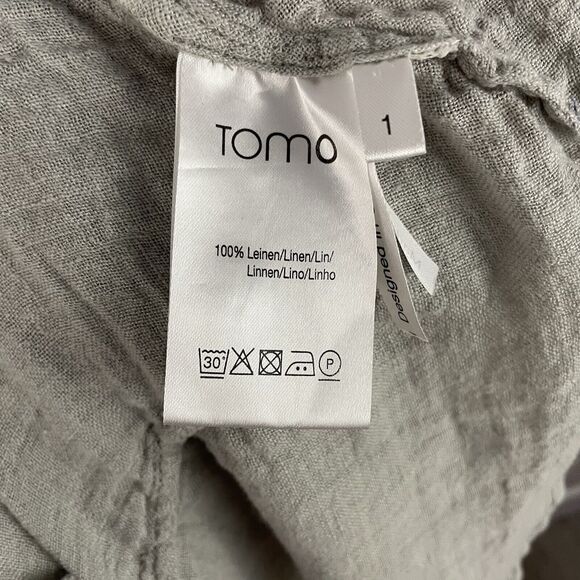 Risona By Tomo Womens Size 1 Gray Gauze Linen Lagenlook Seamed Elbow Sleeve - Picture 3 of 4